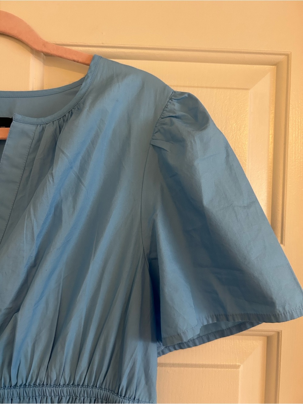 Quince NWT 100% Organic Cotton Poplin Tiered Maxi Dress Light Blue, Size L - Picture 4 of 13